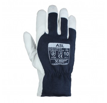 Rękawice ASL skórzano-dzianinowe, granatowe