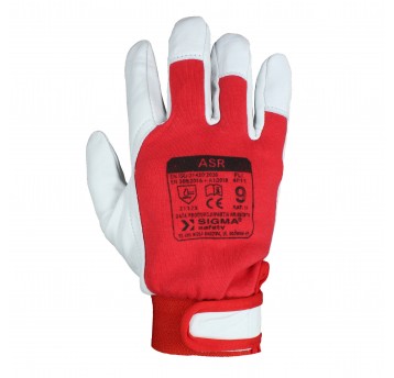Rękawice ASR skórzano-dzianinowe z rzepem czerwone